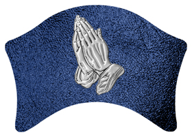 DABAN 516 SL SH BL Silver Praying Hands Shimmer Blue Background